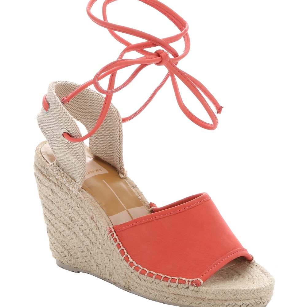 Dolce Vita Coral Espadrille Wedges, 9.5, leather.